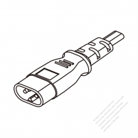 Europe 2-Pin IEC Sheet C Plug/ Cable End Cut AC Power Cord - Molding PVC 1.8M (1800mm) Black  (H05VVH2-F  2X 0.75mm2  )