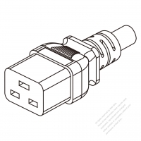 Germany IEC 320 C19 Connectors 3-Pin Straight 16A 250V