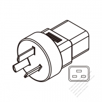 Adapter Plug, China (6/10A) to IEC 320 C19 Female Connector 3 to 3-Pin  6A/10A 250V