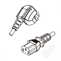 Korea 3-Pin Plug (No G Hole) To IEC 320 C13 AC Power Cord Set Molding (PVC) 1.8M (1800mm) Black ( H05VV-F 3G 0.75mm2 )