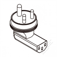 Adapter Plug, South African (S) Angle Type to IEC 320 C13 Female Connector 3 to 3-Pin 10A 250V