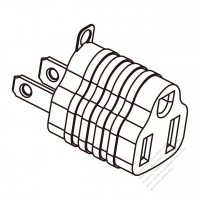 Adapter Plug, US NEMA 1-15P plug to 5-15R Connector, 2 to 3-Pin