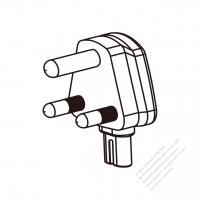 Adapter Plug, South African (Large) Angle Type to IEC 320 C7 Female Connector 3 to 2-Pin 2.5A 250V