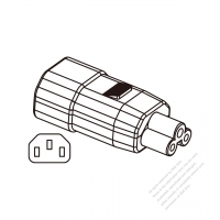 Adapter Plug, IEC 320 Sheet E Inlet to C5 Female Connector (For Laptop), 3 to 3-Pin