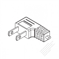 Taiwan/ Japan 2-Pin 2 wire Angle Type AC Plug, 7~15A 125V