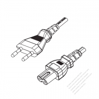 Italy 2-Pin Plug to IEC 320 C7 Power Cord Set (PVC) 1.8M (1800mm) Black  (H03VVH2-F 2X0.75MM )