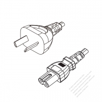 Argentina 2-Pin Plug to IEC 320 C7 Power cord set (HF - Halogen free) 1.8M (1800mm) Black (H03Z1Z1H2-F 2X0.75MM )