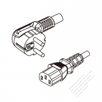 Russia 3-Pin Angle Plug To IEC 320 C13 AC Power Cord Set Molding (PVC) 1.8M (1800mm) Black ( H05VV-F 3G 0.75mm2 )