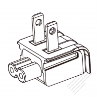 Adapter Plug, US Angle Type to IEC 320 C7 Female Connector 2 to 2-Pin 2.5A 125V