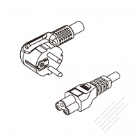 Europe 3-Pin Angle Plug To IEC 320 C5 AC Power Cord Set Molding (PVC) 1 M (1000mm) Black ( H05VV-F 3G 0.75mm2 )