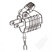 Adapter Plug, US NEMA 1-15P plug to 5-15R Connector, 2 to 3-Pin