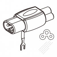 Adapter Plug, IEC 320 Sheet C Inlet to C5 Female Connector (For Laptop), 2 to 3-Pin