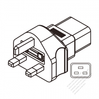 Adapter Plug, UK to IEC 320 C19 Female Connector 3 to 3-Pin 13A 250V