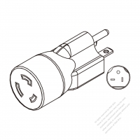 Adapter Plug, NEMA 5-20P to L5-20R Twist Locking, 2 P, 3 Wire Grounding, 3 to 3-Pin 20A 125V