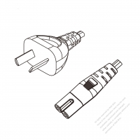 Argentina 2-Pin Plug to IEC 320 C7 Power cord set (HF - Halogen free) 1 M (1000mm) Black (H03Z1Z1H2-F 2X0.75MM )