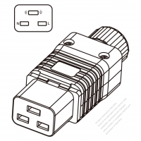 IEC 320 C19 Connector 3-Pin 16A International/ 20A North American Household