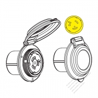 USA/Canada Marine Grade Twist Locking Outlet NEMA SS1-50R Contoured Power Outlet, Watertight Cap,