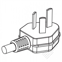 China 3-Pin Angle Type AC Plug, 6A, 10A, 250V