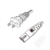 US/Canada 2-Pin NEMA 1-15P Plug to IEC 320 C7 Power cord set (HF - Halogen free) 1.8M (1800mm) Black (SPE-2 18/2C )