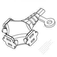 USA/Canada Multi-outlet AC Connector (NEMA 1-15R) Straight Blade 3 outlet, 2 P, 2 Wire Non-Grounding15A 125V