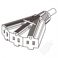 USA/Canada Flabellate connector 3-Pin (NEMA 5-15R) Straight Blade, triple Outlet, heat-resistant.10A/13A/15A 125V