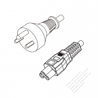 Denmark 3-Pin Plug to IEC 320 C5 Power cord set (HF - Halogen free) 1.8M (1800mm) Black (H03Z1Z1-F 3X0.75MM )