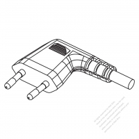 Germany 2-Pin Elbow AC Plug, 2.5A 250V