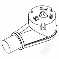 RV Connector 3-Pin (NEMA TT-30R) Straight Blade, 2 P, 3 Wire Grounding , Elbow Connectors 30A 120V