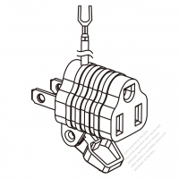 Adapter Plug, US NEMA 1-15P plug to 5-15R Connector, 2 to 3-Pin