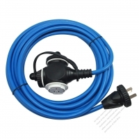 China 3-Pin Locking Cord 3*1.0MMSQ Blue 5M or 10M (16.4 or 32.8FT)