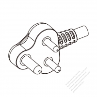 South Africa 3-Pin Angle Type AC Plug, 5A 10A 250V