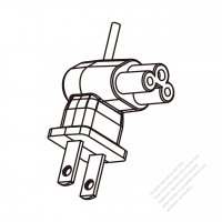 Adapter Plug, Japanese Angle Type to IEC 320 C5 Female Connector with ground wire 3 to 3-Pin 2.5A 125V