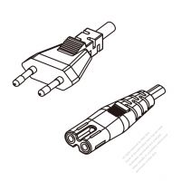 Russia 2-Pin Plug To IEC 320 C7 AC Power Cord Set Molding (PVC) 1.8M (1800mm) Black ( H03VVH2-F 2X 0.75mm2 )