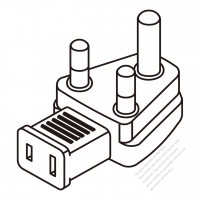 South Africa (India) Angle Type Adapter Plug to NEMA 1-15R Connector 3 to 2-Pin