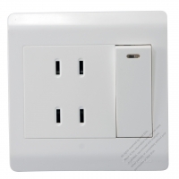 China Wall Plate Receptacle for 2-Pin x 2, Switch x1, 10A