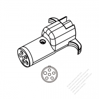 Heavy Duty Vehicle/ Trailer Adapter, Small 6 Way round to 4-way flat (3 female & 1 male)