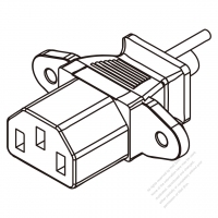 USA/Canada IEC 320 C13 Connectors 3-Pin Straight 10A 125V, 13A 125V