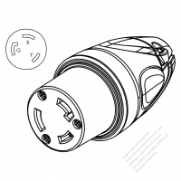 USA/Canada Marine Shore (NEMA L5-30R) 3-Pin Straight blade Connector. 2 P, 3 Wire Grounding, 30A 125V