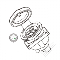 IEC 309 Interlock Receptacle, 2 P 3 Wire, IP 44 splash proof with cap, 20A 125V