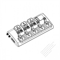 USA/ Canada Type Power Strip NEMA 5-15R outlet x 8, RJ45, 3-Pin 15A 125V