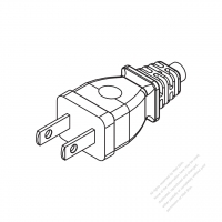 Taiwan/ Japan 2-Pin 2 wire Straight AC Plug, 2.5A/7A/9A/11A/15A 125V