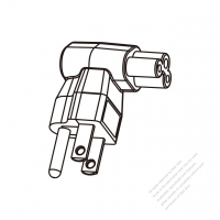 Adapter Plug, USA Angle Type to IEC 320 C5 Female Connector 3 to 3-Pin 2.5A 125V