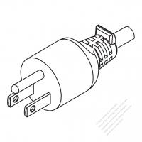 USA/Canada NEMA 5-15P Straight AC Plug, 2 P/ 3 Wire Grounding 15A 125V