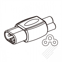 Adapter Plug, IEC 320 Sheet C Inlet to C5 Female Connector (For Laptop), 2 to 3-Pin