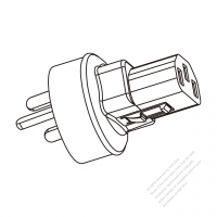Adapter Plug, Israel Type to IEC 320 C13 Female Connector 3 to 3-Pin 10A 250V