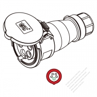 IEC 309 Connector 5-Pin 4P 5W, IP 67 Watertight connector 16A 200V/346~240V/415V