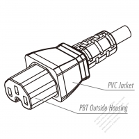 Taiwan IEC 320 C15 Connectors 3-Pin Straight 7A 10A 125V