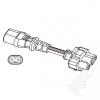 Notebook Adapter Plug, IEC 320 Sheet C to Dell notebook, 2 to 3-Pin 2.5A