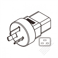 Adapter Plug, Australian to IEC 320 C19 Female Connector 3 to 3-Pin 15A 250V