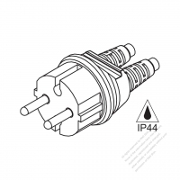 Germany 2-Pin Waterproof AC Plug, 16A 250V